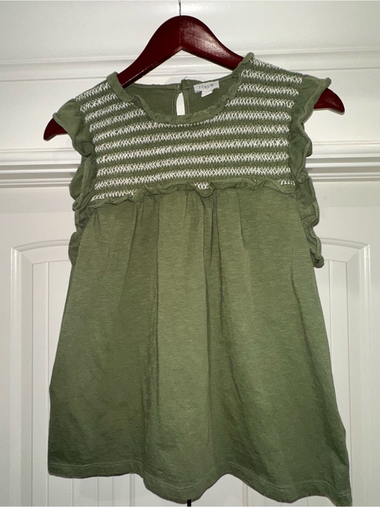J. Crew Tops - J.Crew Olive Green Smocked Embroidered Flutter Sleeve Top Size Medium